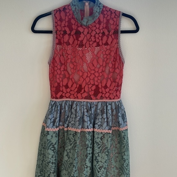 ALEXIS Vedette floral lace Colorblock A-Line mini dress XS - Picture 5 of 10